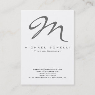Bold Grey Monogram Calligraphy Business Card