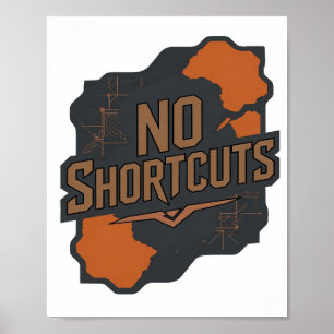 Bold Grey NO SHORTCUTS 3D Text Art Poster