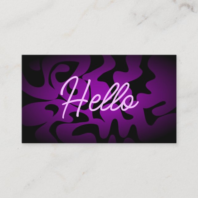 Bold Groovy Black Purple Lilac Hello Neon Glow Business Card (Front)
