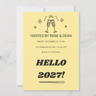 Bold Groovy Hello 2027 New Years Eve Invitation