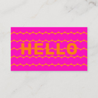 Bold Groovy Squiggles Bright Orange Hot Pink Hello Business Card