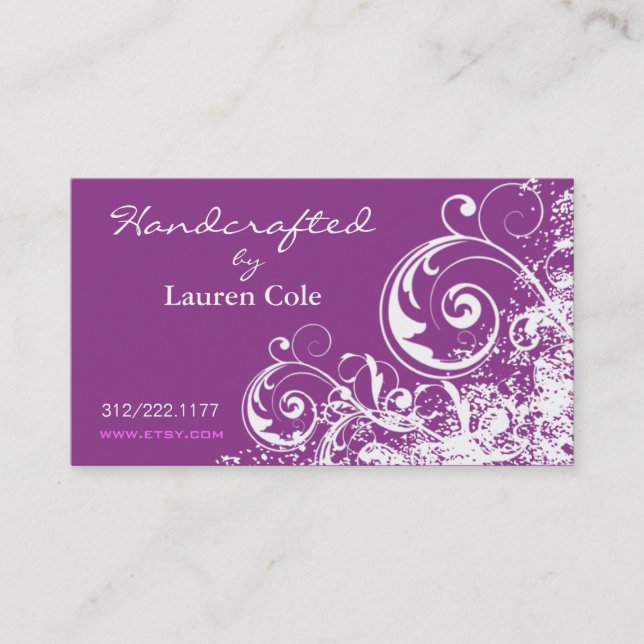 Bold Grunge Curls Handcrafted by custom crafts Business Card (Front)