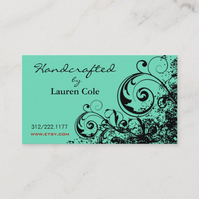 Bold Grunge Curls Handcrafted by custom crafts Business Card (Front)