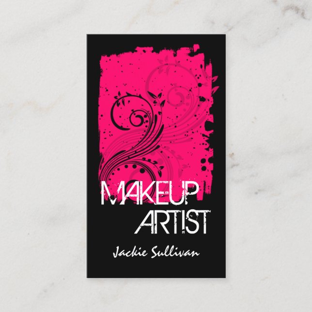 Bold Grunge Makeup Artist Business Card (Front)