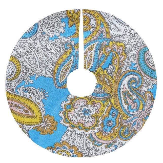 Bold Grungy Islamic Psychedelic Ornament Brushed Polyester Tree Skirt (Front)