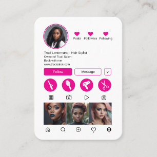 Bold Hair Stylist Social Media Layout Business Card