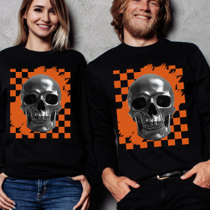 Bold Halloween Skull Chequerboard Tri-Blend Shirt