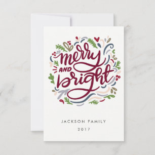 Bold Hand Lettered merry and Bright Holiday Invitation