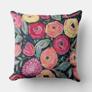 Bold Hand-Painted Floral Design  Cushion