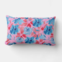 Bold Hand Painted Floral in Red Blue Pink