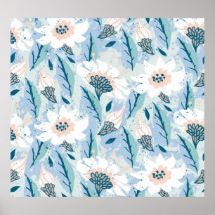 Bold Hand Painted Floral Vintage Poster