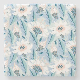 Bold Hand Painted Floral Vintage Stone Coaster