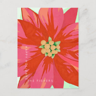 Bold, hand-painted poinsettia custom design postcard