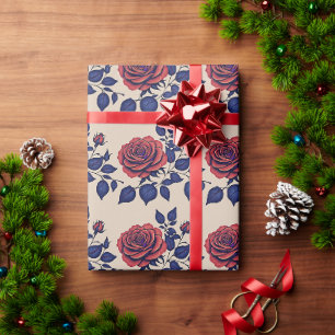 Bold Hand Painted Red Roses  Wrapping Paper