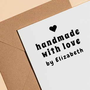 Bold Handmade with Love Heart Simple Minimalist Rubber Stamp