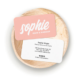 Bold Handwritten Brush Script Blush Pink Beauty Business Card