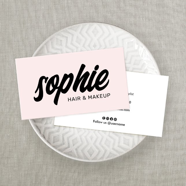 Bold Handwritten Brush  Script Blush Pink Beauty  Business Card (Creator Uploaded)
