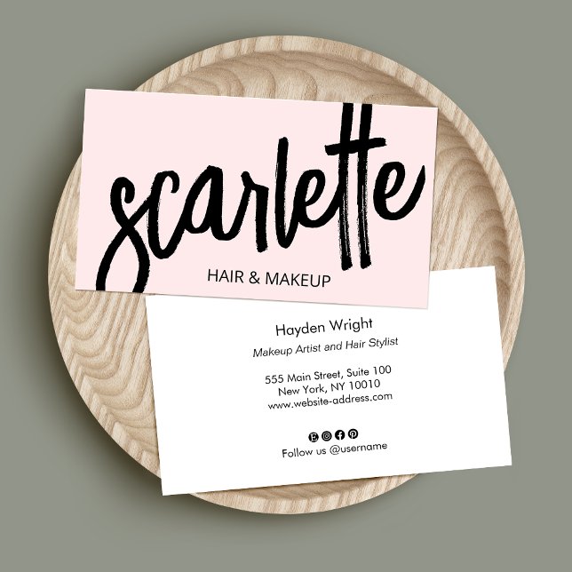 Bold Handwritten Brush  Script Pink Beauty   Business Card (Creator Uploaded)