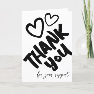 Bold Handwritten with Love Hearts and Custom Text Thank You Card