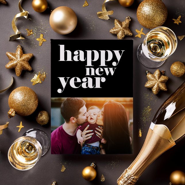 Bold Happy New Year 5-Photo Holiday Card (Creator Uploaded)