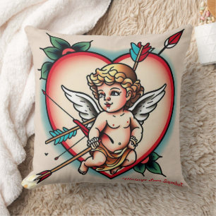 Bold Heart and Cupid Art Cushion