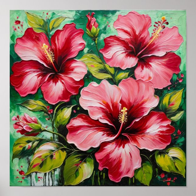 Bold Hibiscus Bloom – Tropical Floral Poster (Front)
