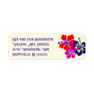Bold Hibiscus Ecru Return Address Labels