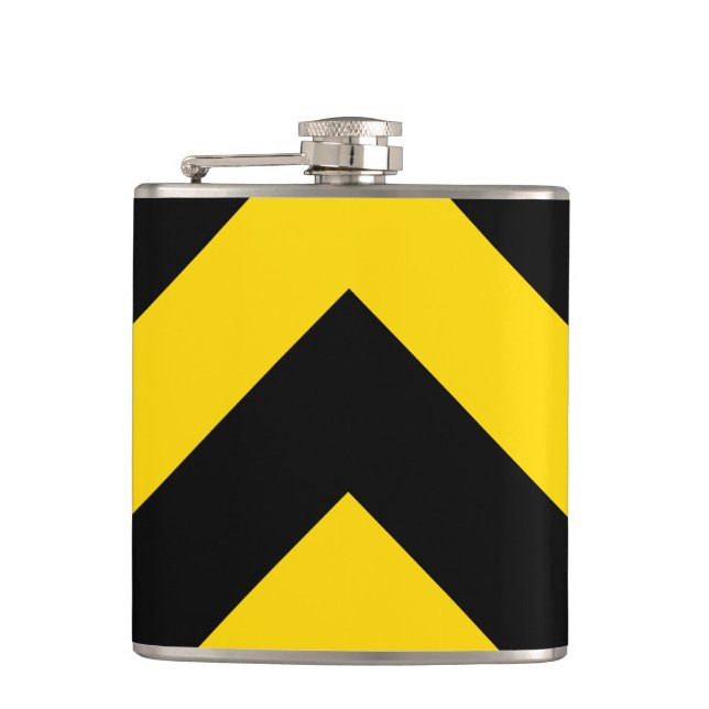 Bold Highway Traffic Bumble Bee Chevrons Hip Flask (Front)