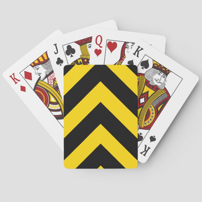 Bold Highway Traffic Bumble Bee Chevrons Playing Cards (Back)