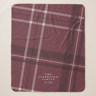 Bold holiday plaid personalized family sherpa blanket