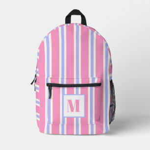 Bold Hot Pink and Purple Stripes - Monogrammed Printed Backpack