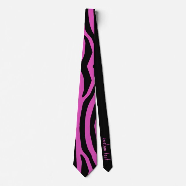 BOLD HOT PINK & BLACK ANIMAL PRINT STRIPE PATTERN TIE (Front)