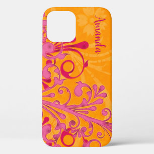 Bold Hot Pink Orange Elegant Floral iPhone 6 case