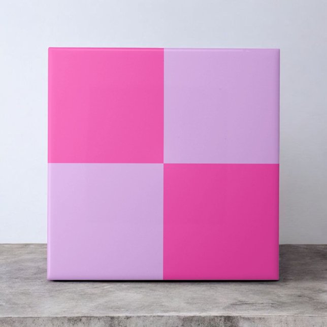 Bold Hot Pink Purple Chequerboard Modern  Tile (Creator Uploaded)