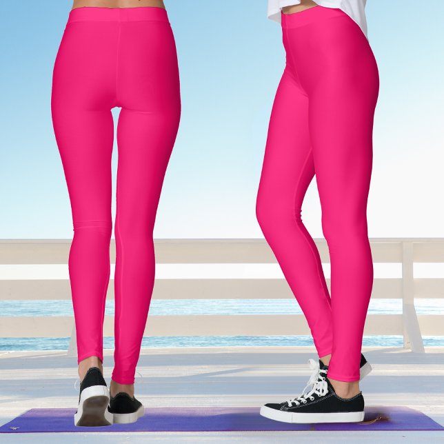 Bold Hot Pink Yoga Leggings (Back And Side)