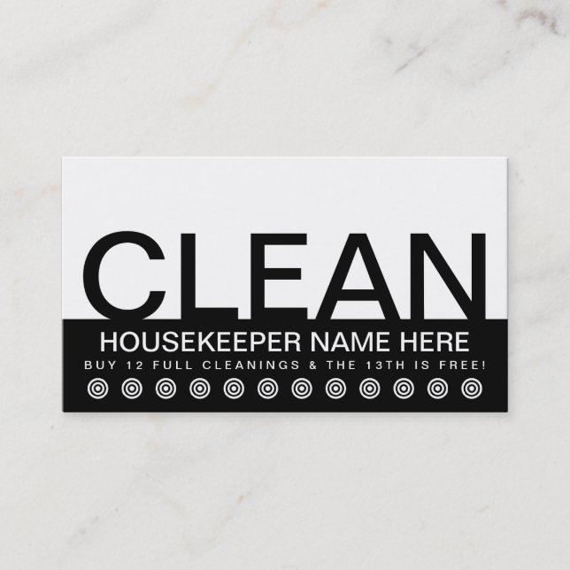 bold HOUSE CLEANING customer loyalty card (Front)
