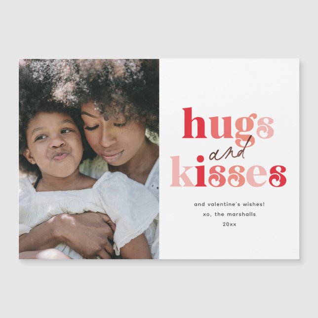 Bold Hugs and Kisses Photo Valentine's Day Card (Front)