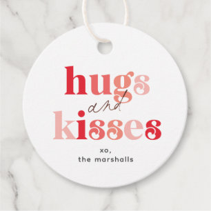 Bold Hugs and Kisses Valentine's Day Classic Favour Tags