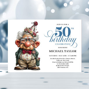 Bold Humor Man 50 Year Birthday Party Invite
