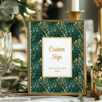Bold Hunter Green Gold Greenery Wedding Custom