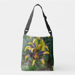 Bold Hybrid Black and Yellow Lily Garden Crossbody Bag