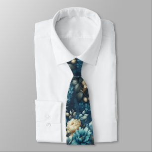 Bold in Blue & Delicate Cream Florals Tie