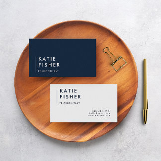 Bold in Blue & White: Modern Minimalist Business Card