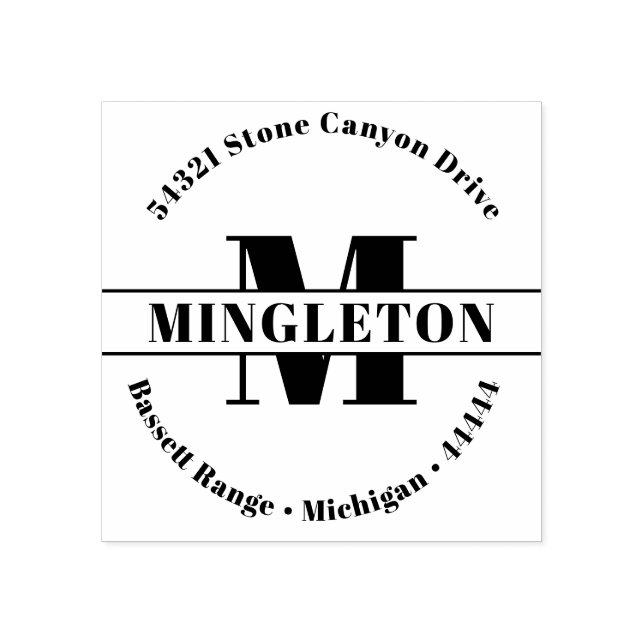 Bold Initial Family Name  Rubber Stamp (Imprint)