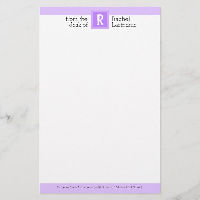 Bold Initial & Name Monogram Stationery (Front)