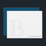 Bold Initial Navy Blue Classic Family Stationery Card<br><div class="desc">This design features a large faded initial and name/text at the bottom. Click the customise button if you would like to adjust the design elements and/or further modify the text! Variations of this design, additional colours, as well as coordinating products are available in our shop, zazzle.com/store/doodlelulu. Contact us if you...</div>