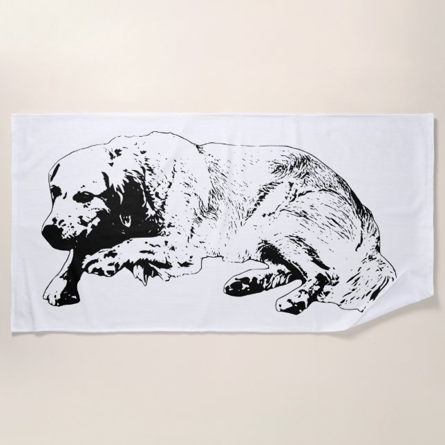 Bold Ink Line Dog Towel Inspires Restful Summer Da (Front)