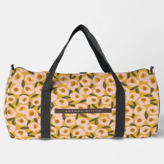 Bold Inky Floral Pattern | Hand-Drawn Botanical Duffle Bag