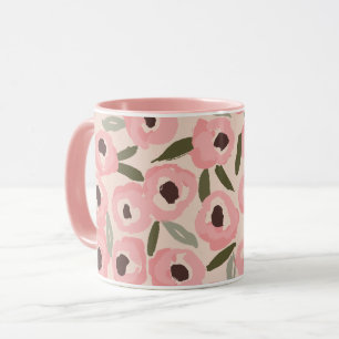 Bold Inky Floral Pattern Hand-Drawn Botanical Mug