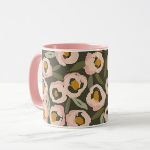 Bold Inky Floral Pattern Hand-Drawn Botanical Mug